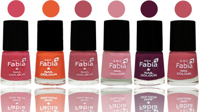 

Fabia Exclusive Nail Polish Shock Pink-Sour Orange-Mauve Pink-Rose-Boysenberry-Coral Pink(Pack of 6)