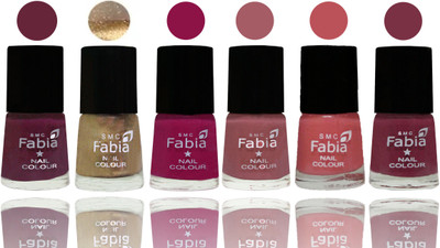 

Fabia Exclusive Nail Polish Mulberry-Gold-Raspberry-Lip-Bazooka Joe-Plum(Pack of 6)