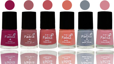 

Fabia Exclusive Nail Polish Raspberry-Lip-Bazooka Joe-Light Peach-Wild Gray Yonder-Rose(Pack of 6)