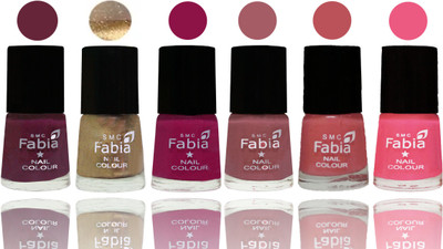 

Fabia Exclusive Nail Polish Mulberry-Gold-Raspberry-Lip-Bazooka Joe-Shock Pink Light(Pack of 6)