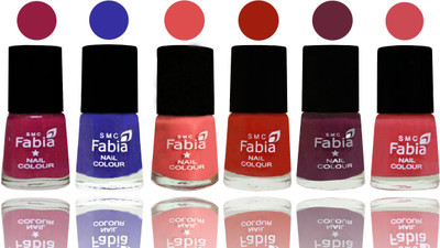 

Fabia Exclusive Nail Polish Cherry Blossom-Shock Blue-Salmon-Shock Orange Red-Mulberry-Strawberry(Pack of 6)