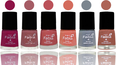 

Fabia Exclusive Nail Polish Raspberry-Lip-Bazooka Joe-Light Peach-Wild Gray Yonder-Coral(Pack of 6)