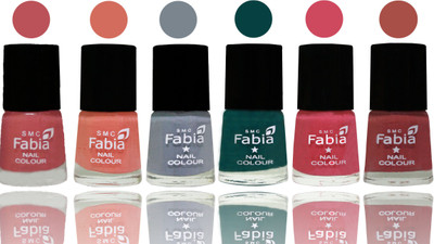 

Fabia Exclusive Nail Polish Bazooka Joe-Light Peach-Wild Gray Yonder-Dark Green-Shock Pink-Dark Peach(Pack of 6)