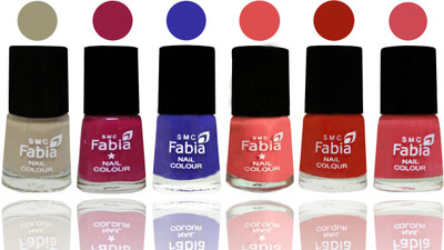 

Fabia Exclusive Nail Polish Tan-Cherry Blossom-Shock Blue-Salmon-Shock Orange Red-Strawberry(Pack of 6)