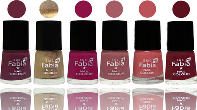 

Fabia Exclusive Nail Polish Mulberry-Gold-Raspberry-Lip-Bazooka Joe-Maroon(Pack of 6)