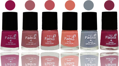 

Fabia Exclusive Nail Polish Raspberry-Lip-Bazooka Joe-Light Peach-Wild Gray Yonder-Dark Magenta(Pack of 6)