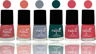 

Fabia Exclusive Nail Polish Bazooka Joe-Light Peach-Wild Gray Yonder-Dark Green-Shock Pink-Punch Pink(Pack of 6)