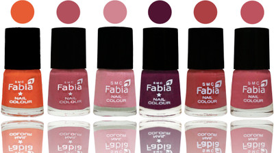

Fabia Exclusive Nail Polish Sour Orange-Mauve Pink-Rose-Boysenberry-Peach-Coral Pink(Pack of 6)