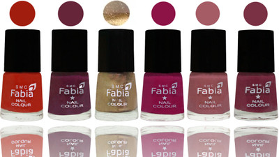 

Fabia Exclusive Nail Polish Shock Orange Red-Mulberry-Gold-Raspberry-Lip-Plum(Pack of 6)