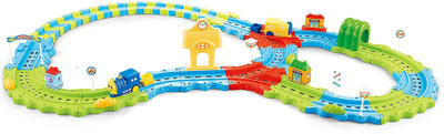 

Webby Train Track Play Set Colorful Plastic Train Building Set For Kids Battery Operated Train With Lights Music(Multicolor)
