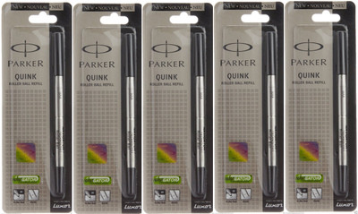 

Parker Quink Roller Ball Pen Refills (Pack of 5), Medium Point, 0.7mm Tip, Black Ink Refill(Pack of 5)