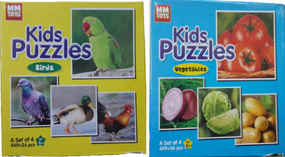 

NILSEA , MMT Kids Puzzle Set of 2- Birds+Vegetables | Perfect Gift for Kids(2 Pieces)