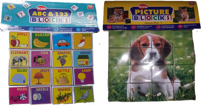 

NILSEA , MMT Kids Picture Blocks Set of 6- Alphabets+Animals+Birds+Vegetables+Fruits+Transports | Perfect Gift for Kids(6 Pieces)