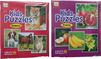 

NILSEA , MMT Kids Puzzle Set of 2- Animals+Fruits | Perfect Gift for Kids(2 Pieces)