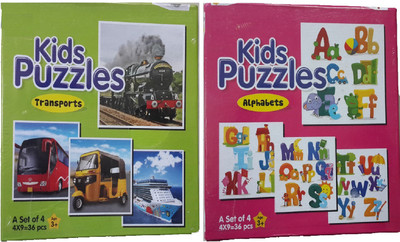 

NILSEA , MMT Kids Puzzle Set of 2- Transports+Alphabets | Perfect Gift for Kids(2 Pieces)