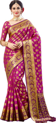 M.S.RETAIL Self Design Banarasi Silk Blend Saree(Red)