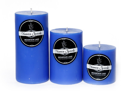 

Numen Spark Set Of 3 Mountain Lake Solid Pillar Candle | Candles for Decoration | Candles for Bedroom(1300 g)