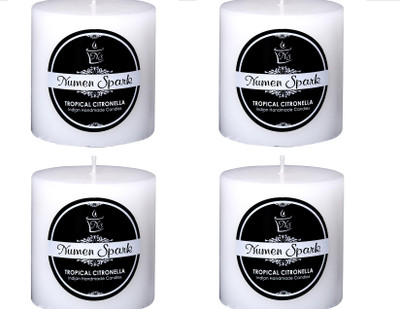 

Numen Spark Set Of 4 Tropical Citronella Solid Pillar Candle | Candles for Decoration | Candles for Bedroom(1200 g)