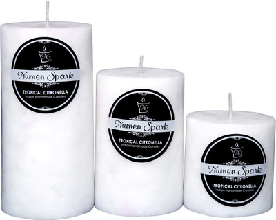 

Numen Spark Set Of 3 Tropical Citronella Mottled Pillar Candle | Candles for Decoration | Candles for Bedroom(1300 g)