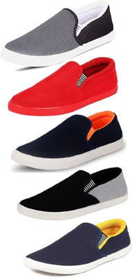 

Genial SLORN/SLVYLW/COOLRD/SLBLU/SLRED Slip On Sneakers For Men(Multicolor