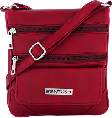 

Fantosy Women Casual Red Leatherette Sling Bag