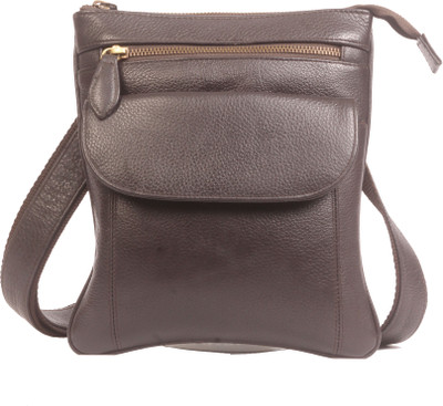 Wildmount Men & Women Casual Black Genuine Leather Messenger Bag