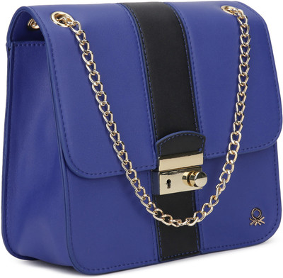 

United Colors of Benetton Women Casual Blue PU Sling Bag