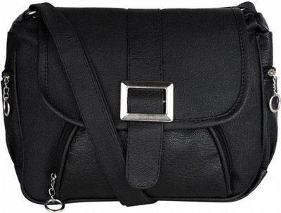 

Divu Collections Women Casual Black PU Sling Bag