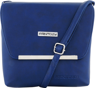 

Fantosy Women Casual Blue Leatherette Sling Bag