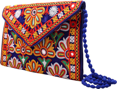 

Craft Trade Girls Evening/Party Blue Cotton Sling Bag
