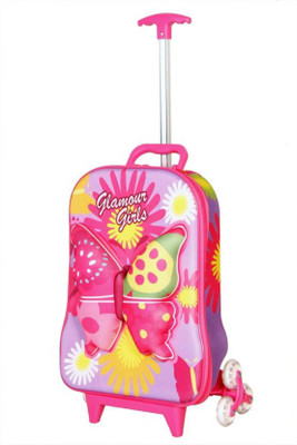 

GOCART 3d Butterfly Pattern Kids Children's Trolley Bag Kids Luggage - Trolley Bag In Pink Color Small Travel Bag - 20(Pink)