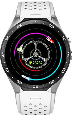 

Amgen KIngwear 88 3G Smartwatch With OS 5.1 Android ,Quad Core Processor, 2mp Camera ,Sim Card and WIFi Conectivity operates GPS, HR,Pedometer,Google Play Store etc,Also Supports IOS White Smartwatch(Black Strap Free Size)