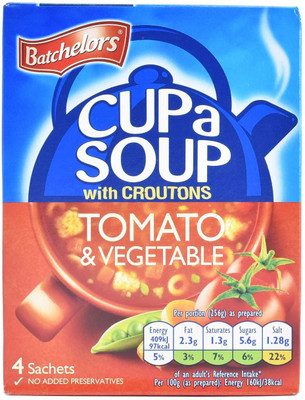 Batchelors Cup a Soup with Croutons, Tomato & Vegetable (4 Sachets) - 104g(104 g)