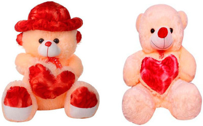 

ATTRACTIVE 1 Feet Cream Cap & Heart Teddy With 1 Feet Heart Teddy - 32 cm(Cream)