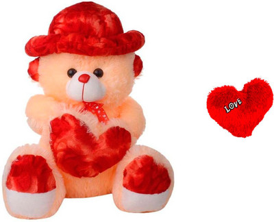 

ATTRACTIVE 3 FEET SEATING TEDDY BEAR WITH SMALL RED HEART - 80 cm(Cream)