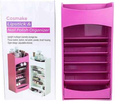 

Kanha Multi Grid Acrylic Makeup Organiser Transparent Plastic Makeup Cosmetic Storage Box Lipstick Nail Paint/Polish Holder Display Stand Organizer Cosmetic box Vanity Box(Pink)