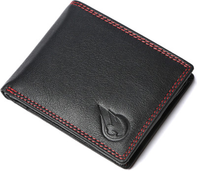 RUGE Men Black Genuine Leather Wallet(7 Card Slots)