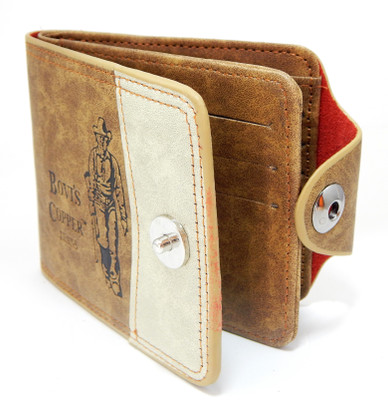 

Bovi'S Men Brown, Beige Artificial Leather, Fabric Wallet(9 Card Slots), Beige;brown