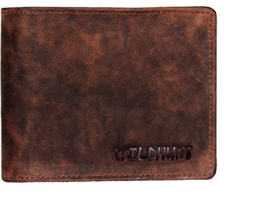 

wildhunt Men Brown Genuine Leather Wallet(3 Card Slots), Dark brown