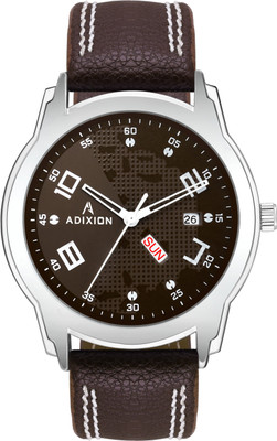 ADIXION 9530SL05 New Leather Strep day & date Stainless Steel Youth Watch Analog Watch - For Men