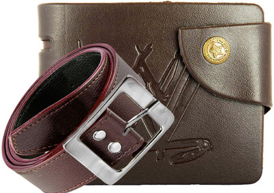 

Peacock Mundkar Wallet, Belt Combo(Brown)