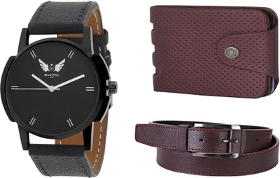 

Martell Wallet, Analog Watch, Belt Combo(Black)