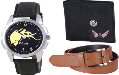 

Crazeis Analog Watch Combo(Black)
