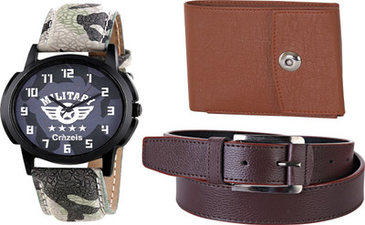 

Crazeis Analog Watch Combo(Grey)