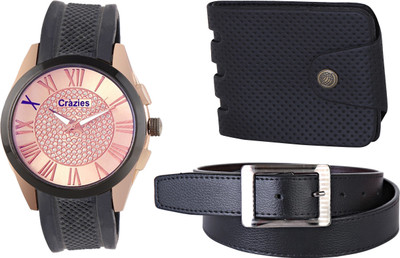 

Crazeis Analog Watch Combo(Black)