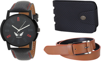 

Martell Wallet, Analog Watch, Belt Combo(Black)
