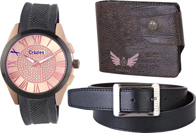 

Crazeis Analog Watch Combo(Black)