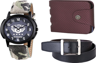 

Crazeis Analog Watch Combo(Grey)