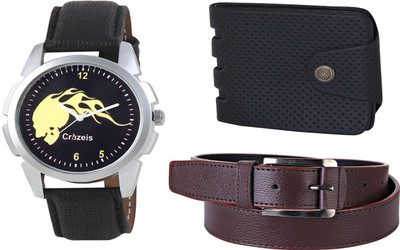 

Crazeis Analog Watch Combo(Black)