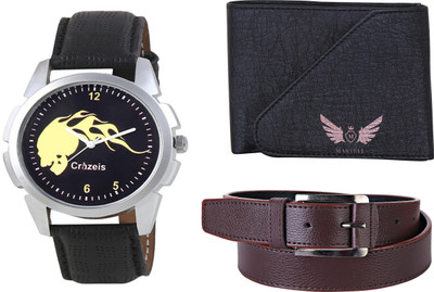 

Crazeis Analog Watch Combo(Black)